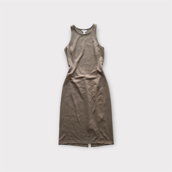 Athleta Seasoft Rib Midi Tank Dress Tan size Medium - Picture 2 of 7